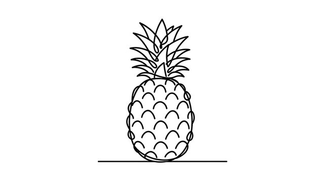 Minimalist pineapple illustration white background.