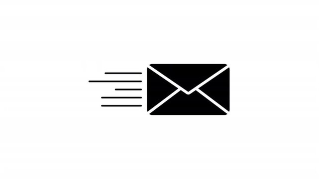 Envelope icon motion graphic email sending message communication outgoing sending delivery service. Animated envelope icon, represents fast service