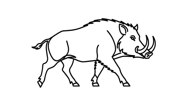 Wild boar illustration on white background.