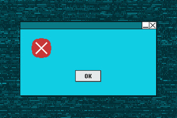 Plakat Blank computer system message. Retro empty pixel system notification window dialog box. Interface window copy space.