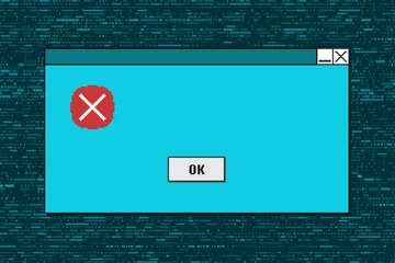 Blank computer system message. Retro empty pixel system notification window dialog box. Interface window copy space. © Tupungato