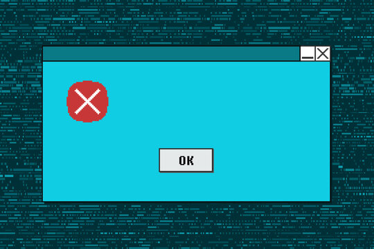 Blank computer system message. Retro empty pixel system notification window dialog box. Interface window copy space.