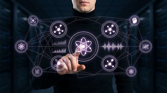 Quantum Computing Technology Scientific Research Digital Innovation Network Interface Concept