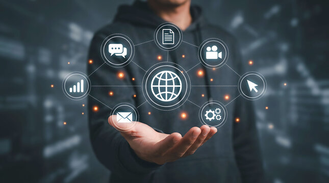Global Digital Communication Network Data Sharing Technology Business Connectivity Concept