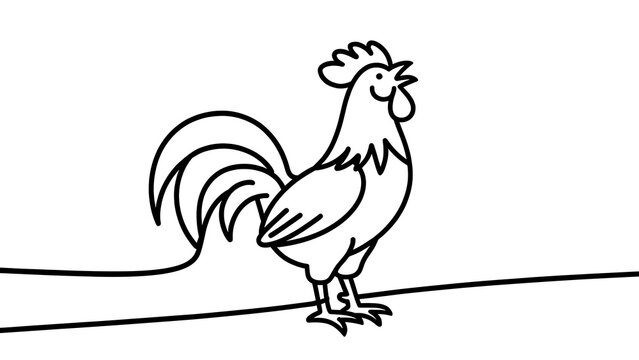 Simple rooster illustration on white background.
