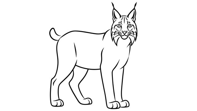 Lynx line art illustration white background.