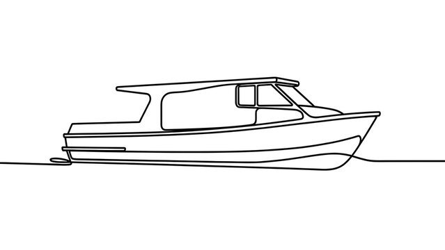 Simple boat line drawing on white background.
