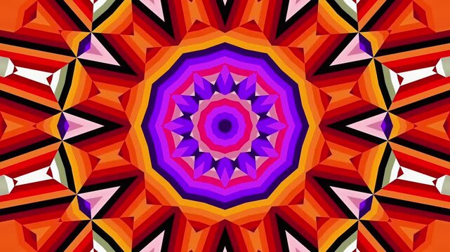 Colorful mandala kaleidoscope aesthetic background vibrant radial geometric star pattern video footage element for design