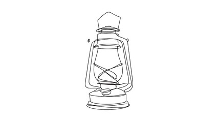 Obraz premium Vintage lantern line art illustration white background.