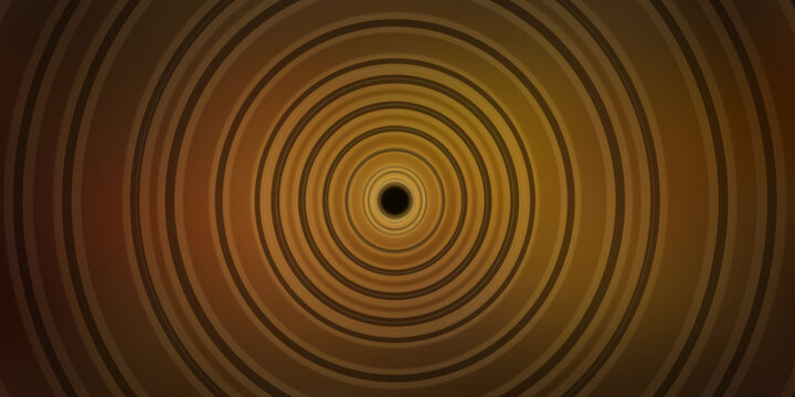Tunnel of dark brown concentric circles creating depth and infinite optical light patterns.