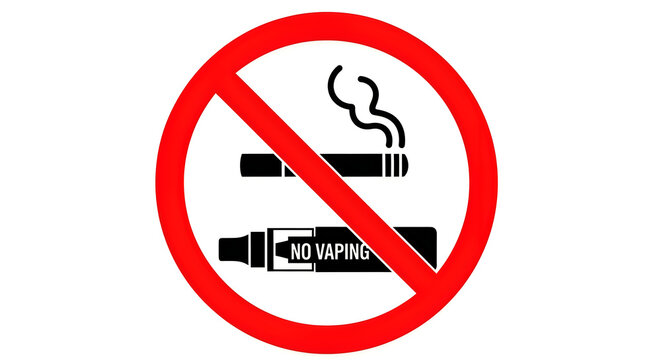 No smoking and vaping prohibition red circle icon