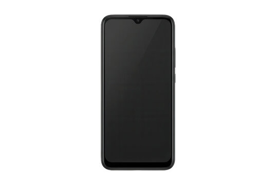 Front view of black smartphone on dark background.