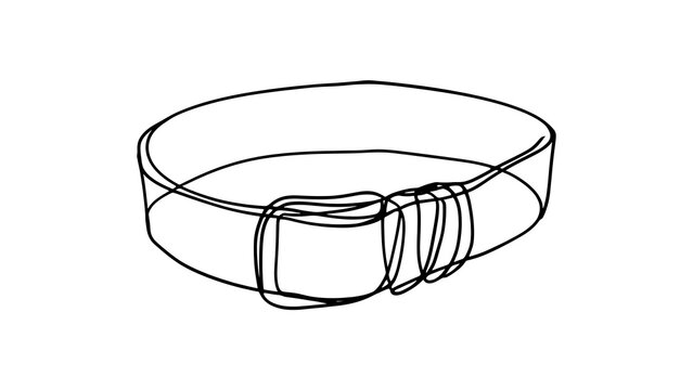 Hand drawn belt buckle illustration white background.