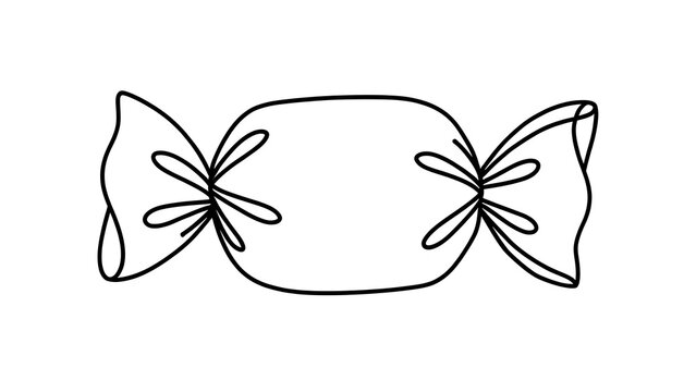 Hand drawn candy wrapper illustration white background.