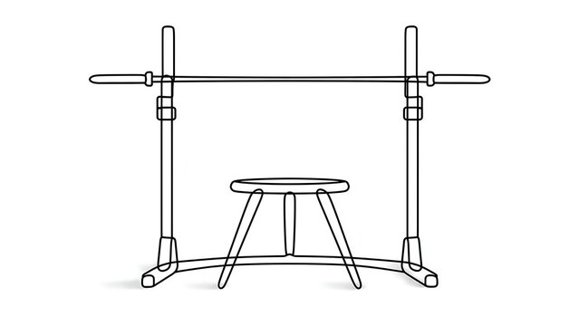 Minimalist stool sketch on white background.
