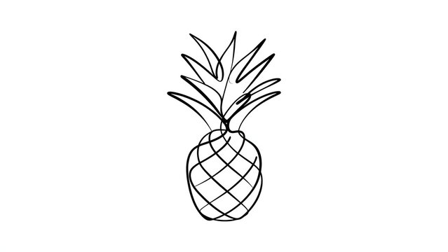 Minimalist pineapple illustration white background.