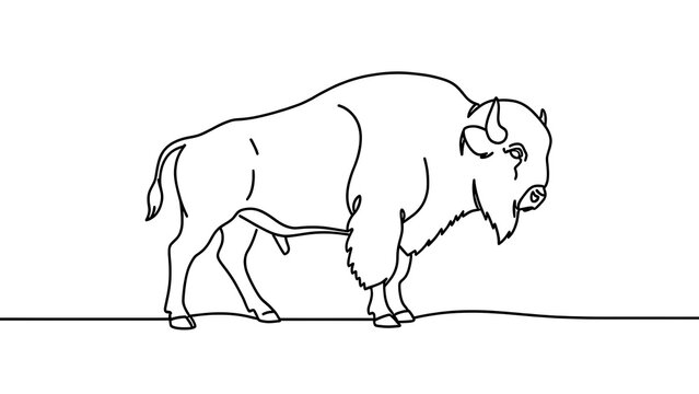 Simple bison line drawing on white background.