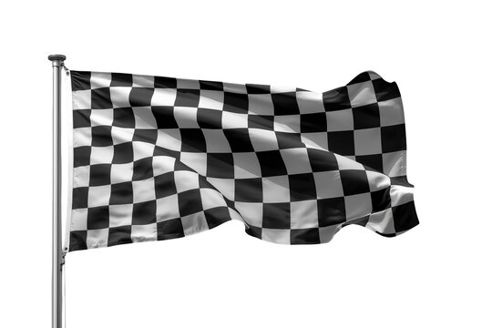 Waving black and white checkered racing flag