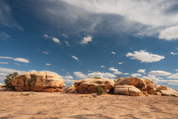 Large boulders and blue skies in Canyonlands National Park, in Utah © LB Photo Co