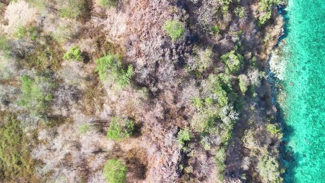 Cinematic aerial shot of Pulau Kelor tropical island in
