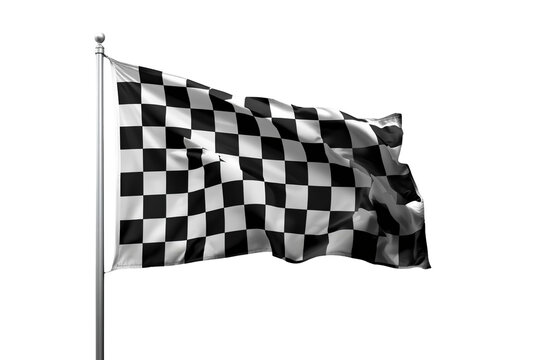 Checkered finish flag waving on pole