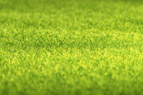 artificial turf on a football field, green grass close up