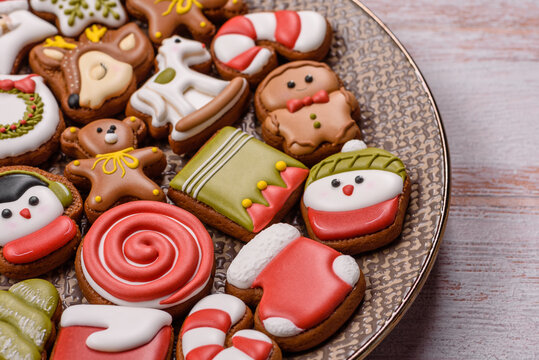 Gingerbread as a Christmas staple, sweet biscuits for the holiday. Gingerbread as a background