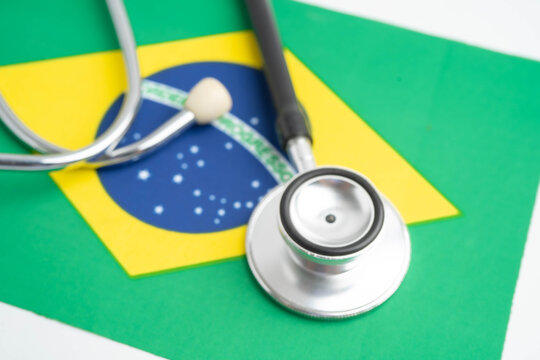 Brazil flag with stethoscope, Business and finance.
