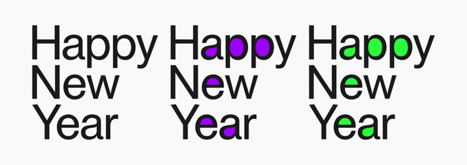 Obraz premium Happy New Year text design. Modern sans serif typography for holiday greeting cards.