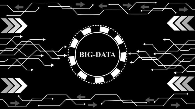 Futuristic Big Data Network Flow Abstract Animation with Neon Blue Arrows and Circuit Lines on,and 4k animation video....