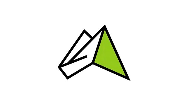 Abstract green mountain peak geometric logo design.