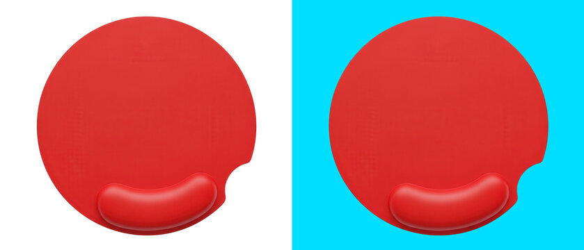 Red circular mouse pad with wrist support isolated on background isolated on transparent background
