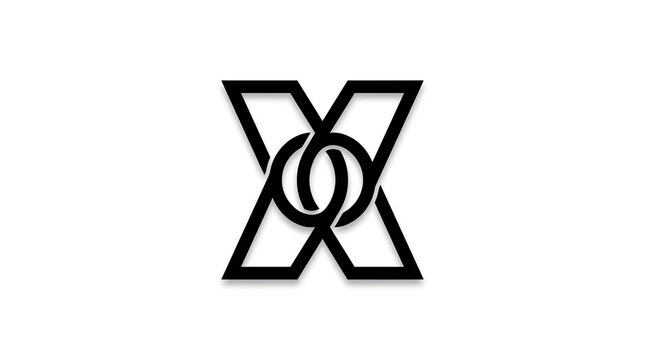 Black geometric X logo with interlocking circles.