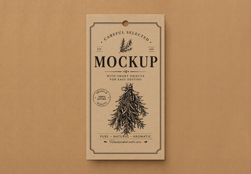 Kraft Paper Hang Tag Mockup with Rounded Corner Hole