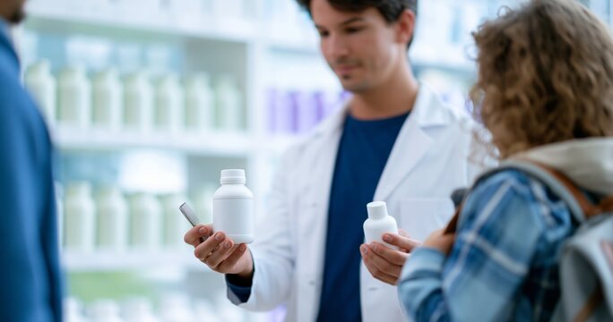 Pharmacist Showing Lice Treatment Products