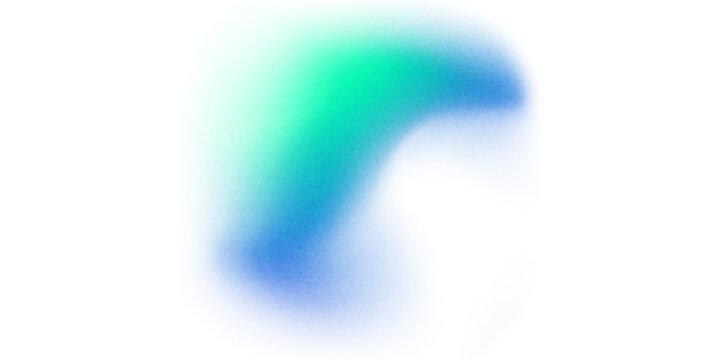 Blurred gradient shape with blue and green color on white background. Abstract watercolor blob with soft gradation and fluid texture. Vector neon splash