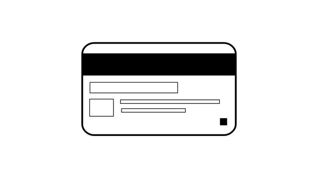 Cartoon style animation of a credit card, background, black and white, money, drawing, 2D, art.