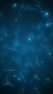 Vertical abstract blue plexus network loop background with glowing connected lines and dots, optimized for mobile tech stories, smartphone wallpaper, digital communication and cyber graphics