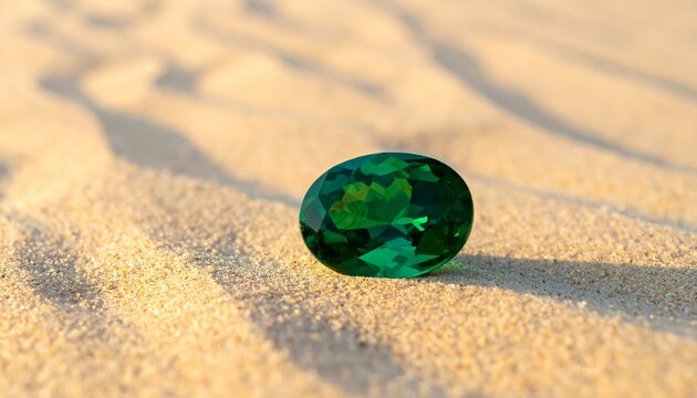 single oval emerald gemstone