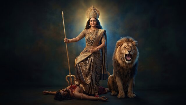 Victorious Goddess Durga &ndash; Mahishasura Defeat and Divine Triumph