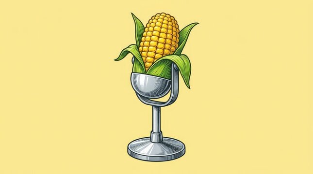 Corn cob microphone stand creative mascot.