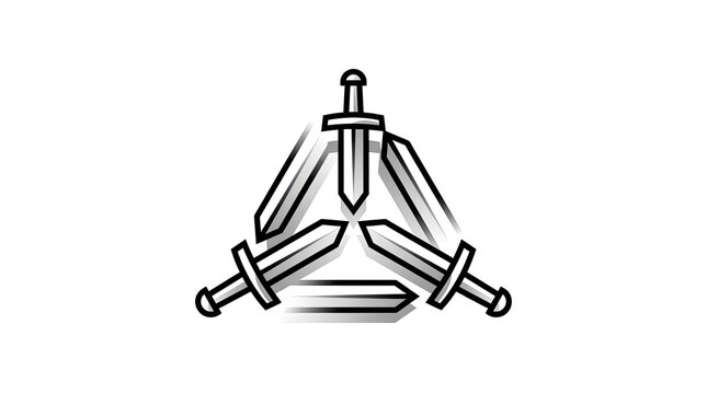 Crossed swords forming a triangular emblem.