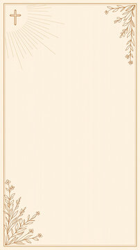 Christian cross frame, symbolizes holy presence and faith. Perfect for Easter service, church backgrounds or religious drawings on spiritual themes.