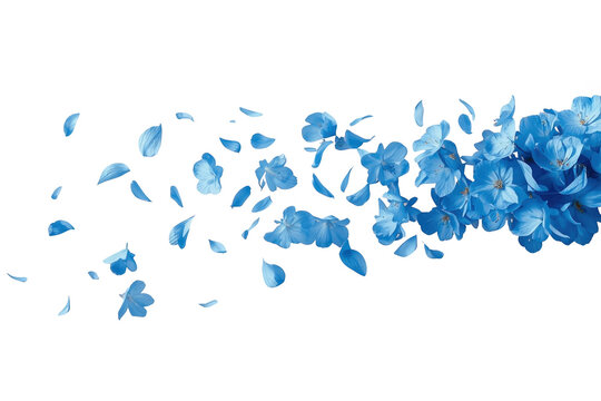Dense horizontal wave of blue flower petals