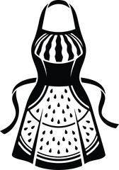 Naklejka na ściany i meble Retro apron silhouette with ruffles and fruit pattern vector illustration.