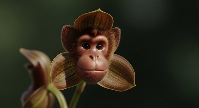 Unique monkey face orchid flower in close up