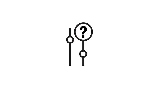 Question mark icon combined with slider adjustment control elements on white background.