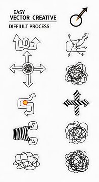 Hand drawn infographic sketches showing creative and complex paths