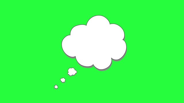 White thought bubble cloud animation on green screen background for creative projects and... thinking
