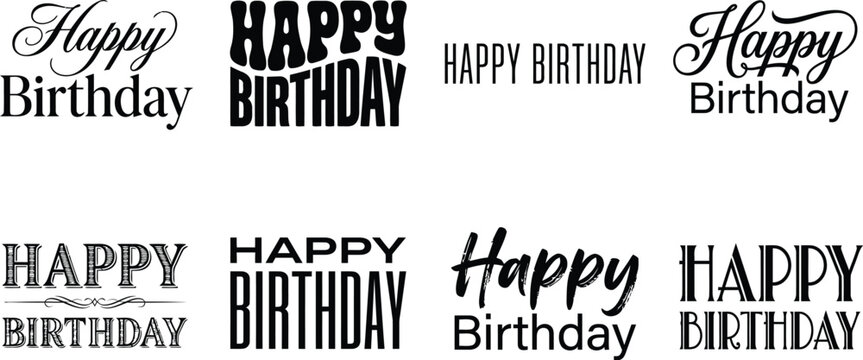 Happy birthday greeting text in black calligraphy script style